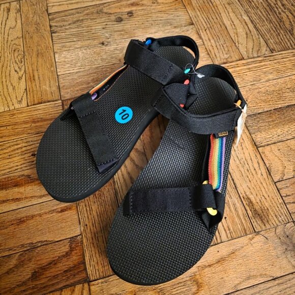 Teva Midform Pride Rainbow Men’s Unisex Size 10 Black Hiking Trail Sandals - Picture 2 of 9
